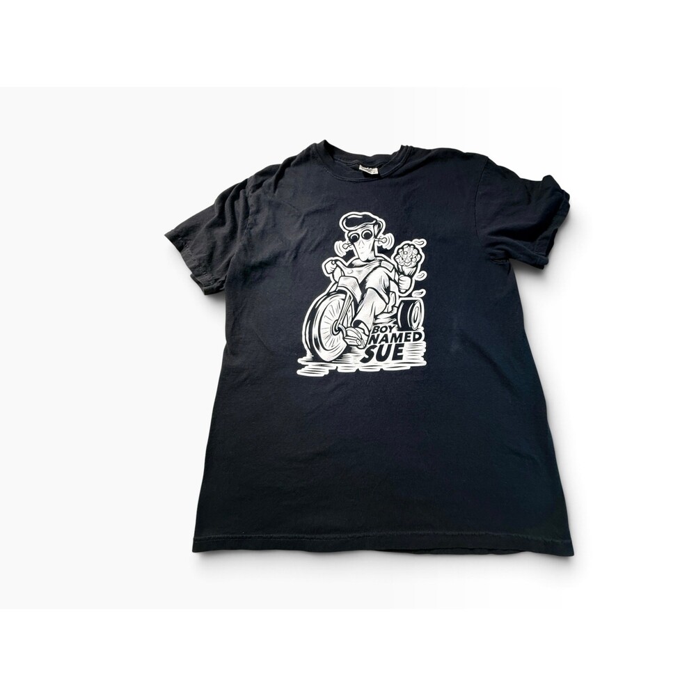 Boy Named Sue Graphic T-Shirt Men’s L Black Tricycle Cartoon Comfort Colors